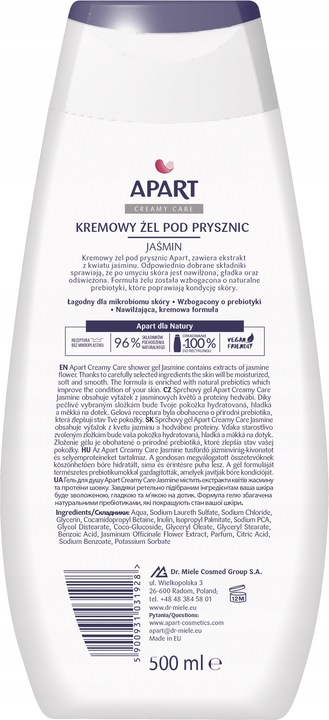 Apart Żel pod Prysznic Damski Vegan 96% Skł Pochodzenia Naturalnego 5x500ml