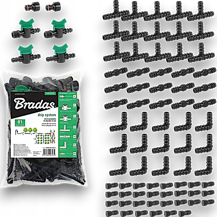 ZESTAW DO NAWADNIANIA KROPELKOWEGO LINII TAŚMY KROPLUJĄCEJ 81 SZT 16MM SET4