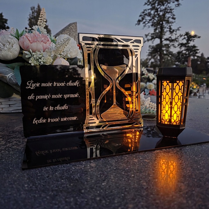 SOLARNY ZNICZ Led Statuetka NA CMENTARZ GRÓB DUŻA Lampka Led z Grawerem
