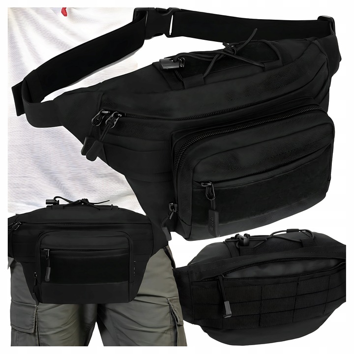 NERKA SASZETKA MĘSKA CZARNA WOJSKOWA biodrówka DUŻA POJEMNA TAKTYCZNA TORBA