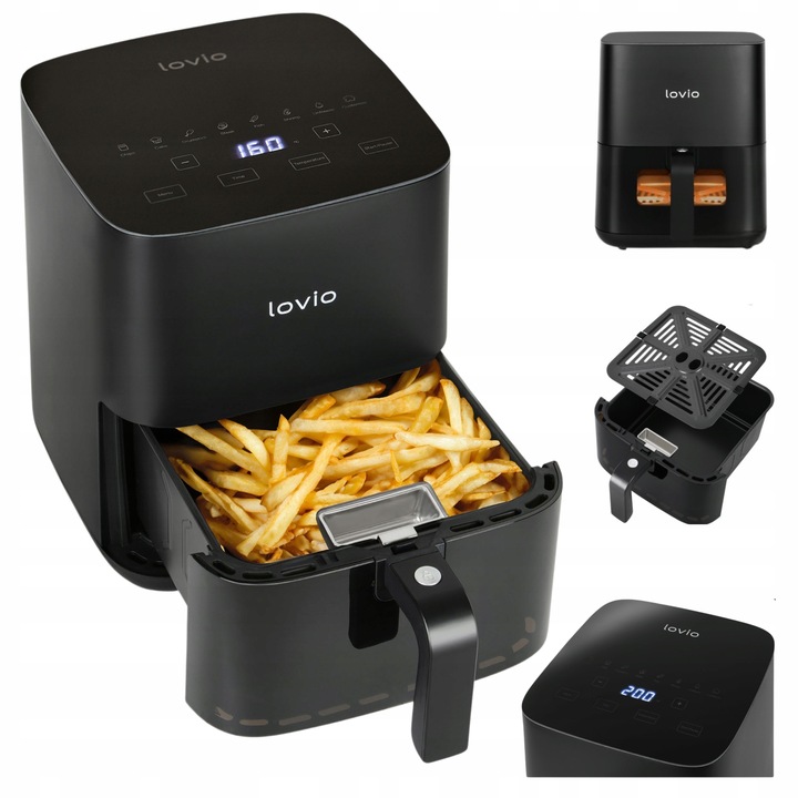 FRYTKOWNICA BEZTŁUSZCZOWA AIR FRYER FRYTOWNICA LOVIO 5L 8 PROGRAMÓW