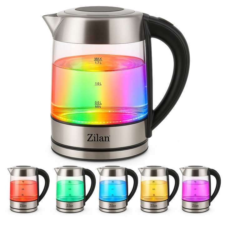 CZAJNIK ELEKTRYCZNY SZKLANY LED Z REGULACJĄ TEMPERATURY 2200W