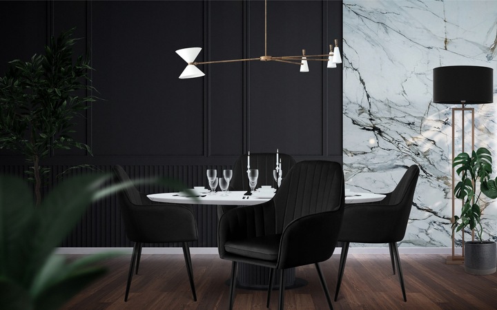 Krzesło welurowe tapicerowane MARK ADLER czarne do jadalni salonu loft