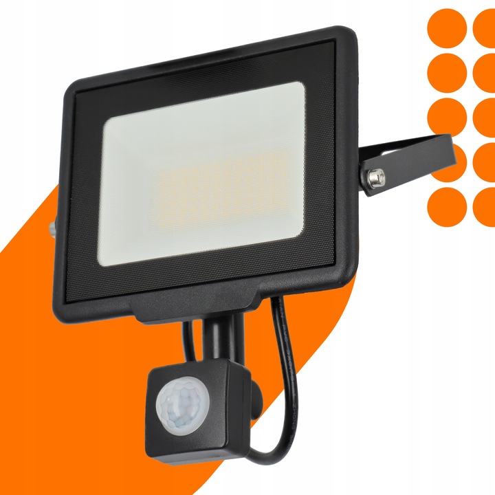 Naświetlacz LED SLIM 50W Halogen z CZUJNIK RUCHU Zmierzchu Reflektor