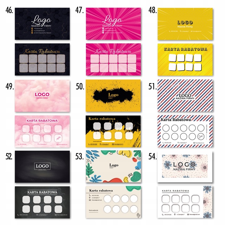 KREATOR Karty rabatowe karty stałego klienta120szt