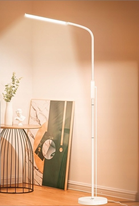 LAMPA LED STOJĄCA PODŁOGOWA BIAŁA LAMPKA BIURKOWA NOCNA USB PILOT