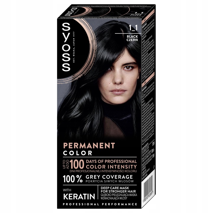 Syoss Farba do Włosów Trwała Permanent Color 1-1 Czerń 2 szt.