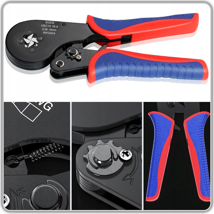 ZACISKARKA PRASKA TULEJEK KABLI CZWOROKĄTNA 0,08 - 16mm + 1200 TULEJKI