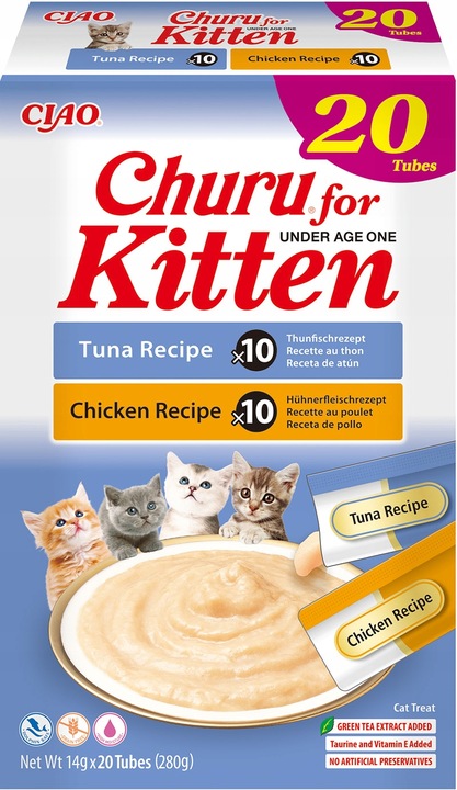 INABA CHURU KITTEN Tuńczyk i Kurczak dla Kociąt 20x14g