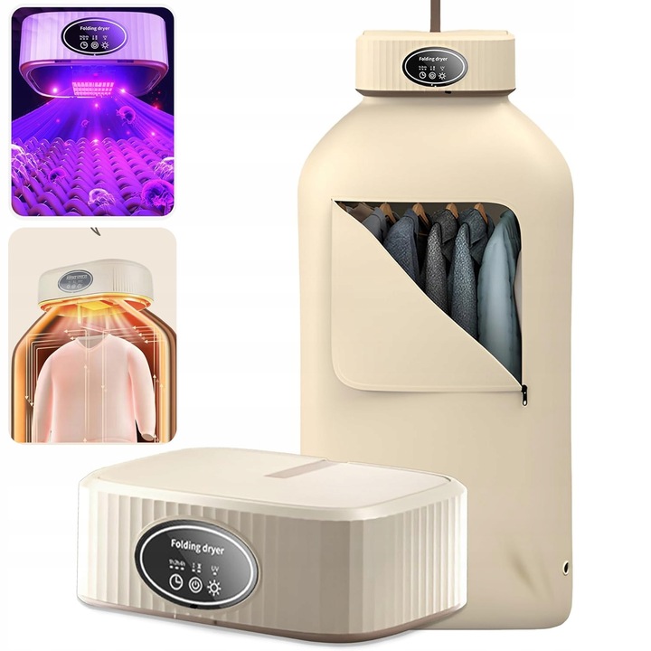 Przenośna Suszarka 600W Składana UV + Cicha 45dB Szybkoschnąca Do