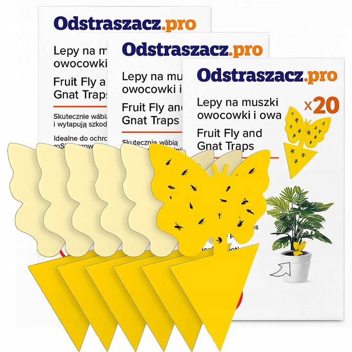 60 Lep na Ziemiórki Owady Żółte Lepy do Doniczek Taśma Domowa Meszki