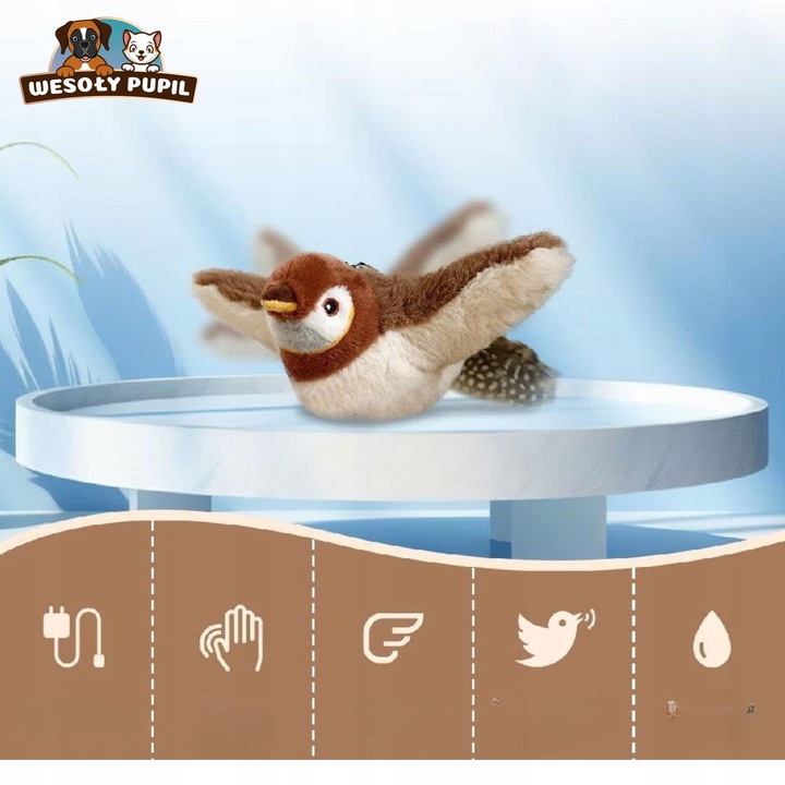 Zabawka dla kota INTERAKTYWNA latający PTAK z dźwiękiem na USB z