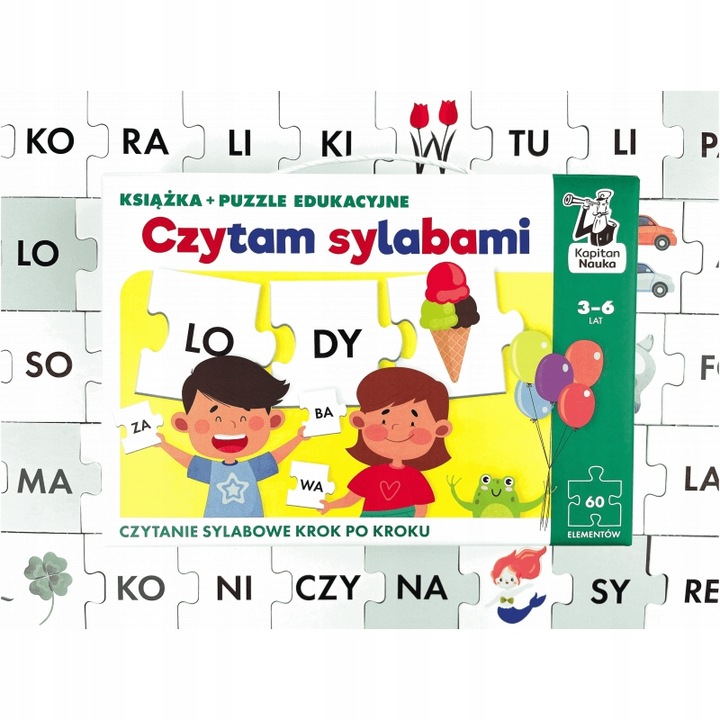 CZYTAM SYLABAMI. KSIĄŻKA + PUZZLE EDUKACYJNE. SYLABY NAUKA CZYTANIA PREZENT