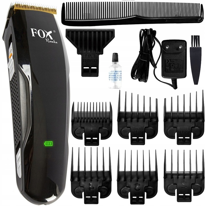 PROFESJONALNA BEZPRZEWODOWA MASZYNKA DO WŁOSÓW FOX RUMBA - NASADKI