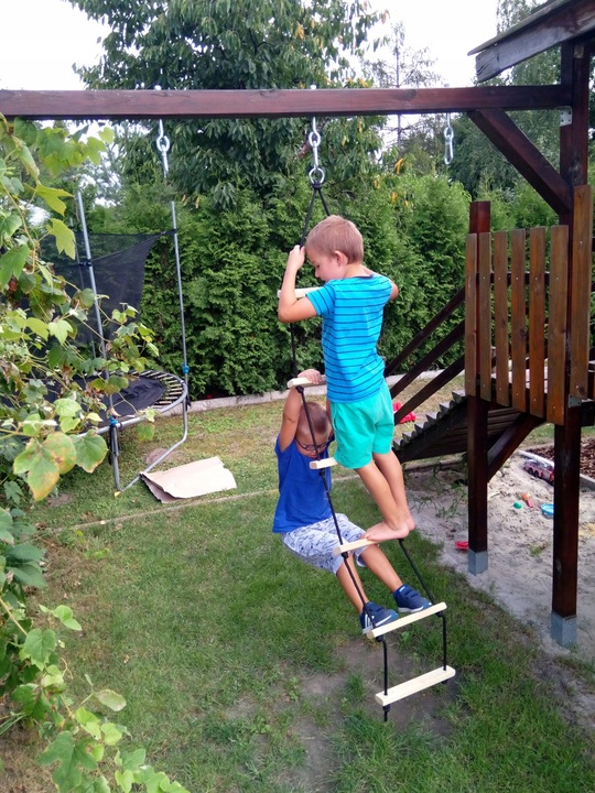 Drewniana drabinka sznurowa 6 szczebli (naturalna)