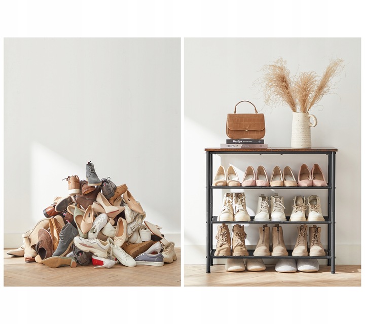 Regał Szafka na Obuwie Stojak Półka Organizer LOFT Komoda Czarna