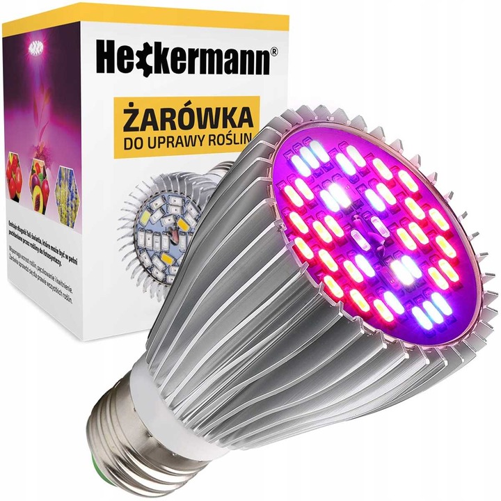 ŻARÓWKA DO WZROSTU UPRAWY ROŚLIN LAMPA PANEL FULL SPECTRUM 30W 40 LED E27