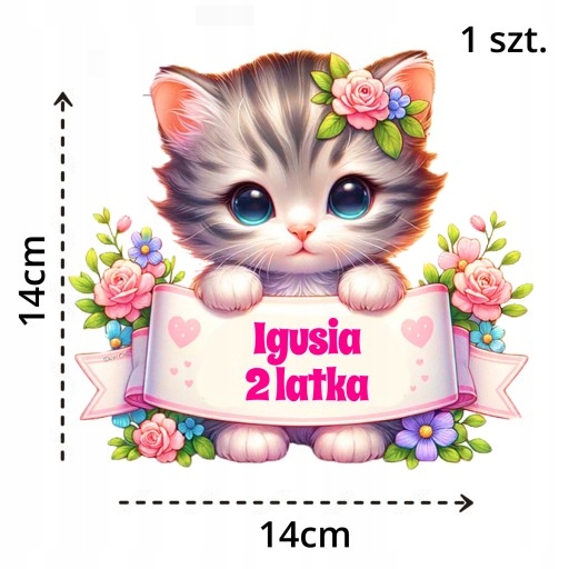 WYDRUK CUKROWY masa OPŁATEK NA TORT KOT KOTY KOTKI MOTYLE DLA DZIECI