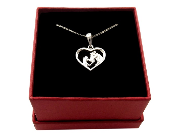 Naszyjnik Srebrny Zawieszka i Łańcuszek Serce Serduszko Koń i Dziewczyna