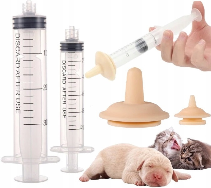 ZESTAW STRZYKAWEK DO KARMIENIA KOCIĄT SZCZENIĄT STRZYKAWKI ZE
