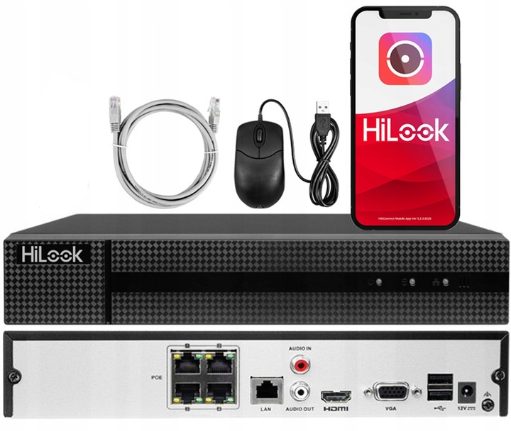 Rejestrator IP PoE NVR-4CH-5MP/4P HiLook by Hikvision do 8Mpx 4 Kanały PoE