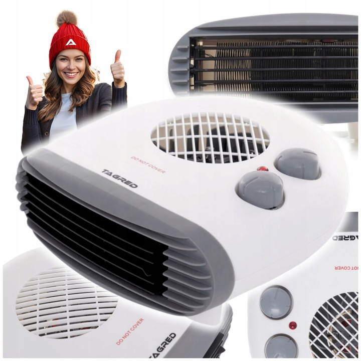 Grzejnik elektryczny Cicha Farelka Mocny Termowentylator 2000W Termostat