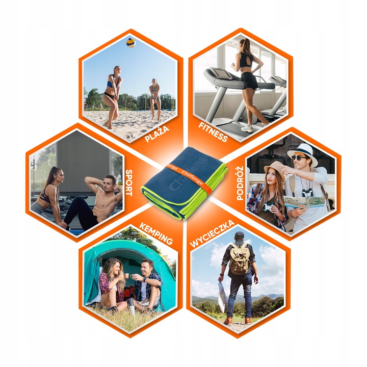 RĘCZNIK Z MIKROFIBRY 80x150 cm GRANATOWY zielona nitka NEW