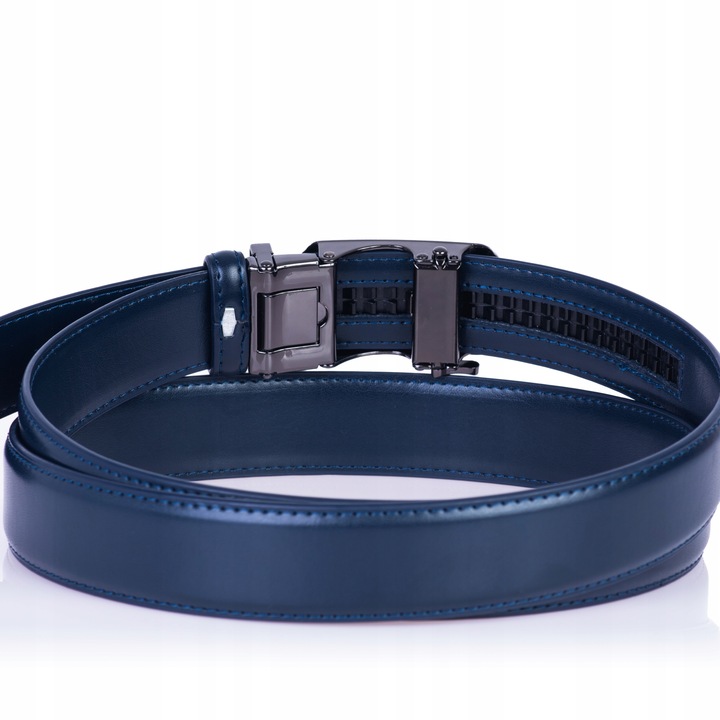 Pasek Męski Skórzany GRANATOWY klamra automatyczna