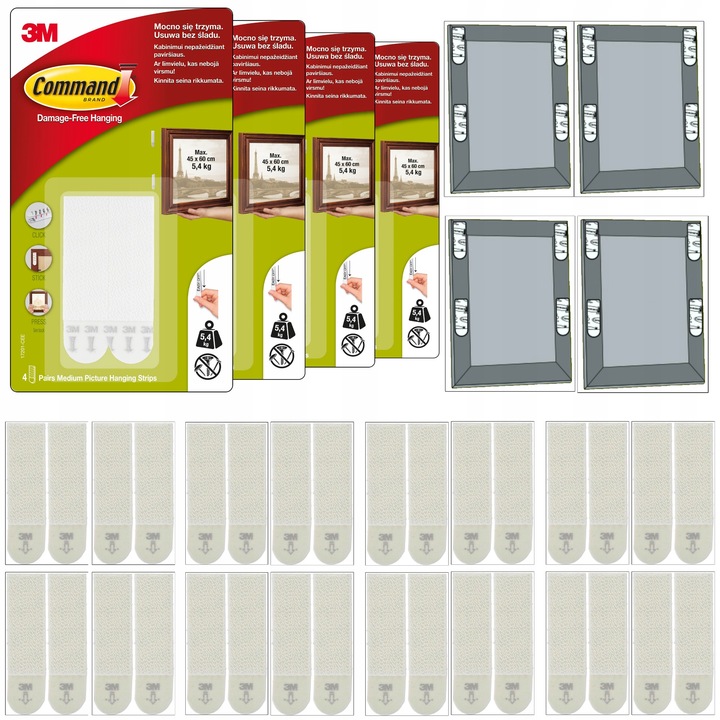 Command Rzepy samoprzylepne 32 szt / 16 par - Powiesisz 4 obrazy do 5
