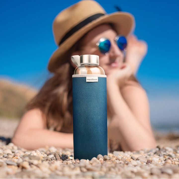 AquaFloow: butelka na wodę szklana 700 ml | etui neopren | szklana butelka