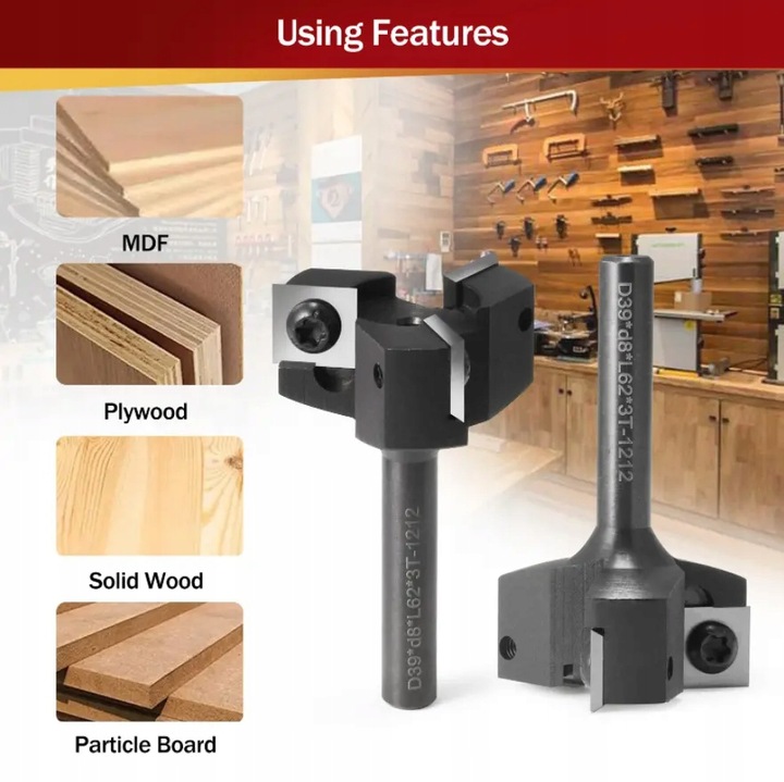 Frez do planowania drewna z wymiennymi płytkami | fi 39 mm x 8 mm | 3P