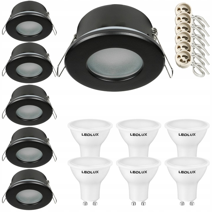 6x Oprawa hermetyczna IP44 + LED GU10 5W podbitka