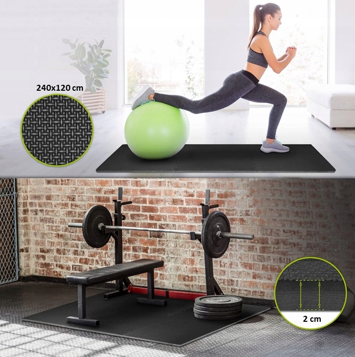 OCHRONNA MATA PODŁOGOWA PUZZLE SIŁOWNIA FITNESS POD SPRZĘT 120x180x2cm