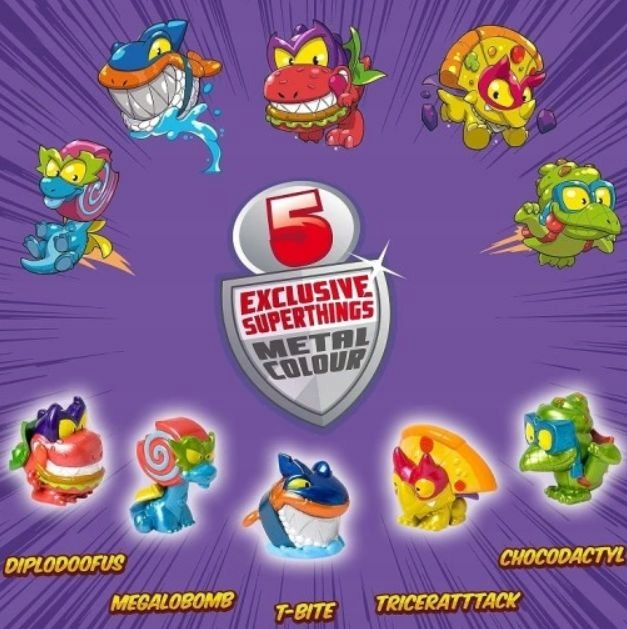 SUPER ZINGS Things Tin Dino Destroyers Puszka Metalowa 5 Figurek