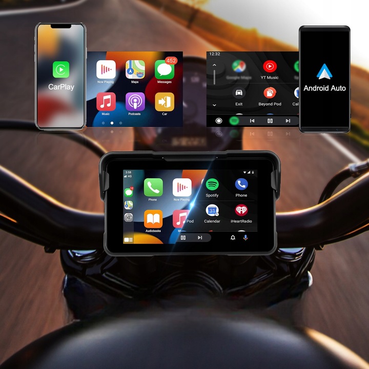 TABLET STACJA MOTOCYKLOWA MULTIMEDIALNA NAWIGACJA CARPLAY ANDROID AUTO