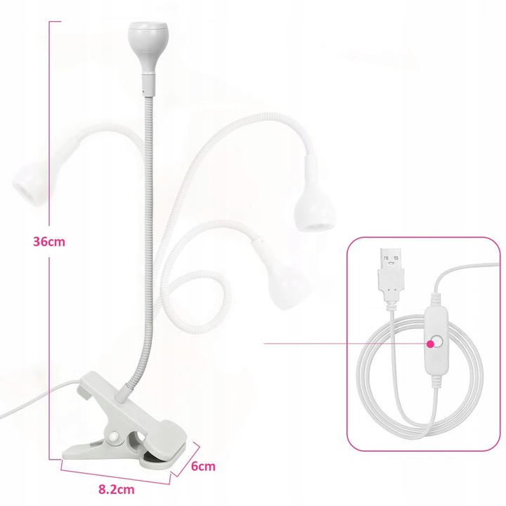 Lampka UV LED do górnych form 5W biała. Mini lampka UV zasilana USB.