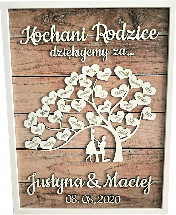 PODZIĘKOWANIE DLA RODZICÓW NA ŚLUB WESELE PREZENT MAMY TATY PAMIĄTKA DUŻA