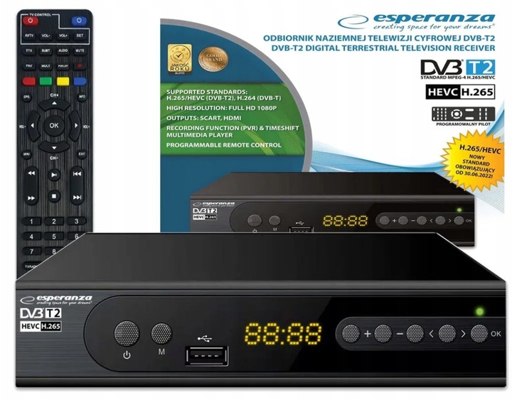Tuner DVB-T2 Esperanza EV106P