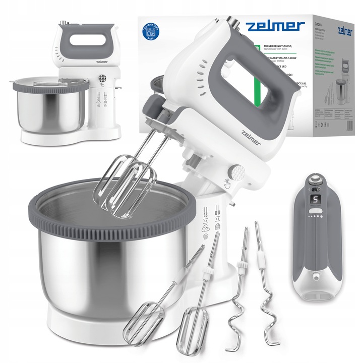 MIKSER RĘCZNY ZELMER LEKKI ROBOT KUCHENNY LED MISA 3,8L SUPER SILENT
