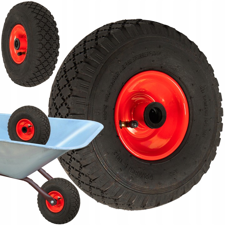 KOŁO KÓŁKO DO TACZKI WÓZKA MOCNE 260x85MM 3,00/4 Z DĘTKĄ POMPOWANE