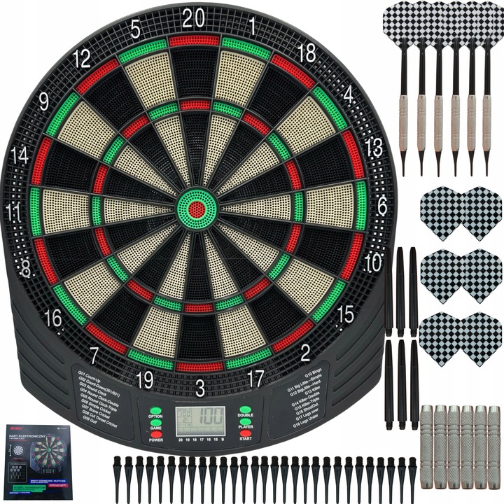 ELEKTRONICZNA TABLICA TARCZA DO GRY W DART DARTA + RZUTKI LOTKI