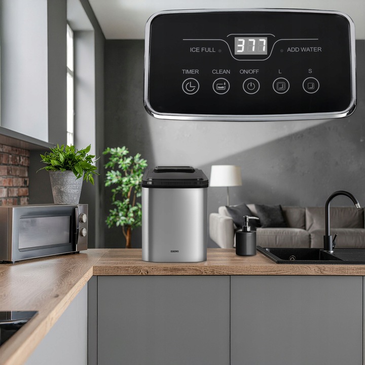 Kostkarka do lodu EBERG domowa maszyna do kostek 12kg 160W ekspresowy