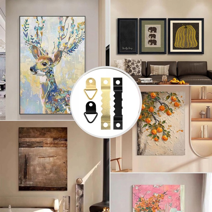 251 Zestaw Haków Do Wieszania Obrazów Z Wkrętami, Wieszaki Do Ramki i