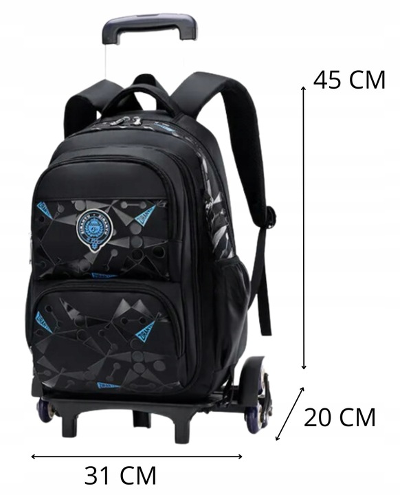 PLECAK SZKOLNY TORNISTER NA KÓŁKACH WALIZKA DLA DZIECI DLA CHŁOPCA POJEMNY