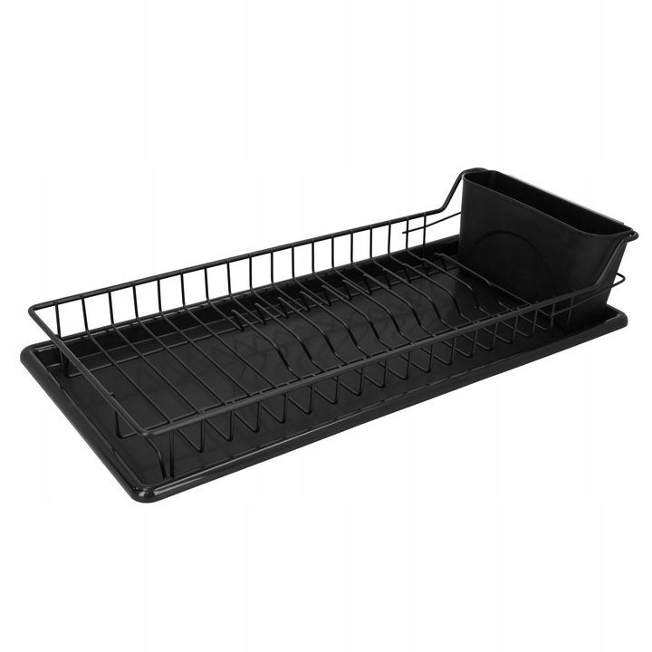 Suszarka do naczyń ociekacz na sztućce stojąca czarna plastikowa 50,5