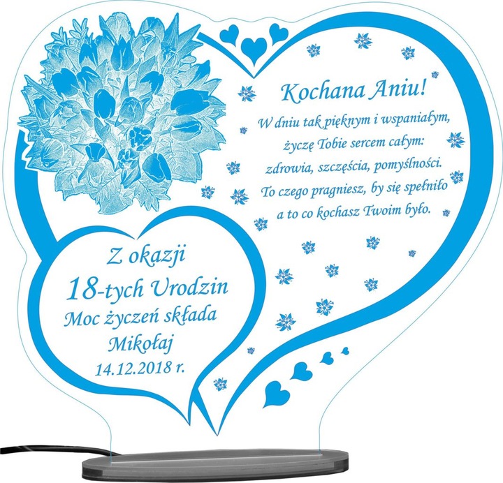 18 50 60 70 80 90 URODZINY STATUETKA PREZENT LED