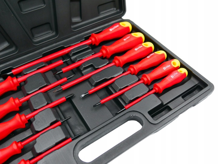 WKRĘTAKI ŚRUBOKRĘTY IZOLOWANE 11 ELEMENTÓW + WALIZKA RĄCZKA SOFT GRIP
