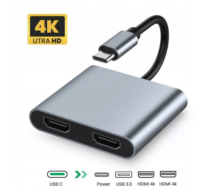 USB C na 2 monitory HDMI, USB3.0 i Power Delivery