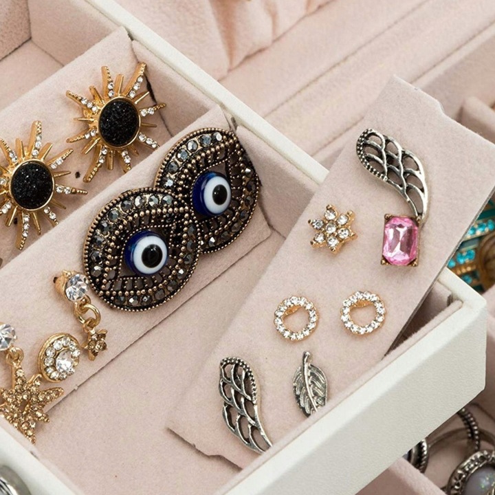 SZKATUŁKA NA BIŻUTERIĘ PUDEŁKO KUFEREK POJEMNY ORGANIZER ELEGANCKI C2