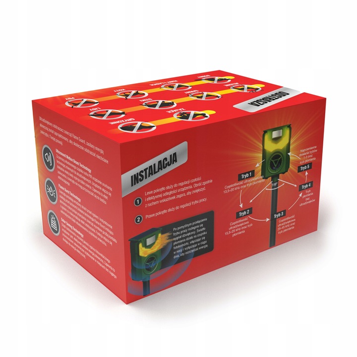 ULTRADŹWIĘKOWY ODSTRASZACZ PSÓW KOTÓW KUN LISÓW DZIKÓW SAREN JELENI NO